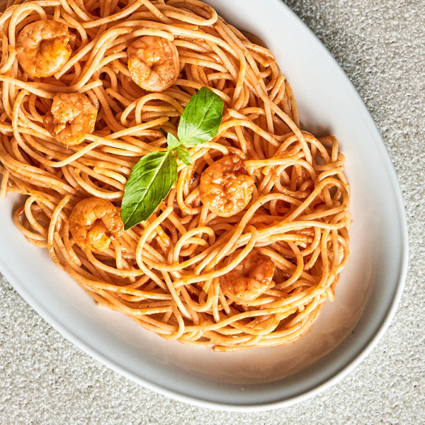 Spaghetti pomodori e Gamberi